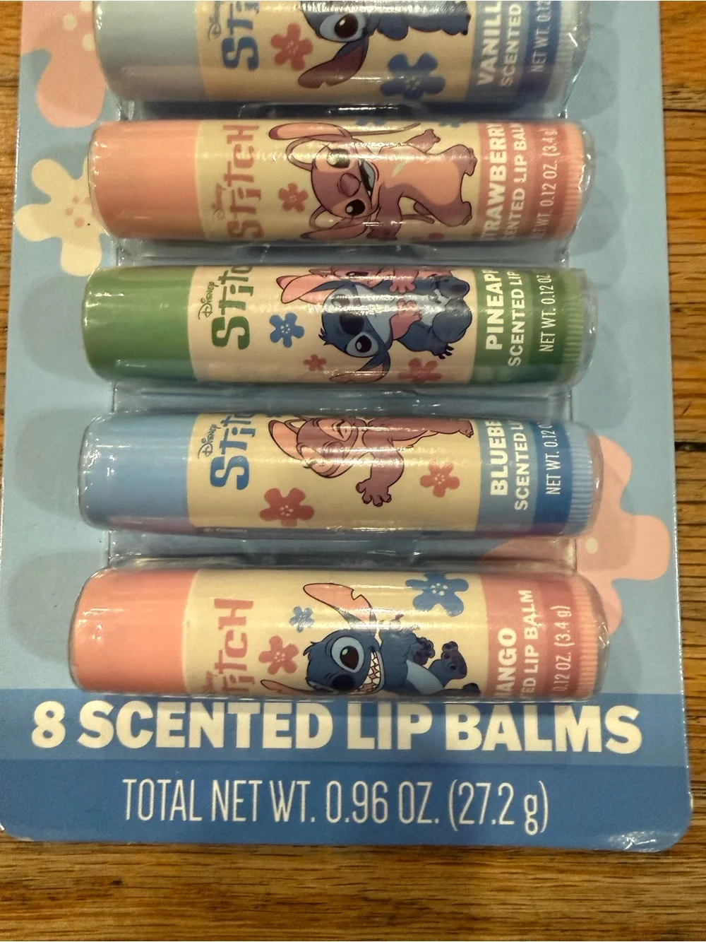 Disney Stitch Lip Balm Set - Pink, Blue & Green Tubes (8-Pack)